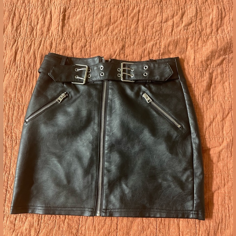 Topshop leather moto skirt